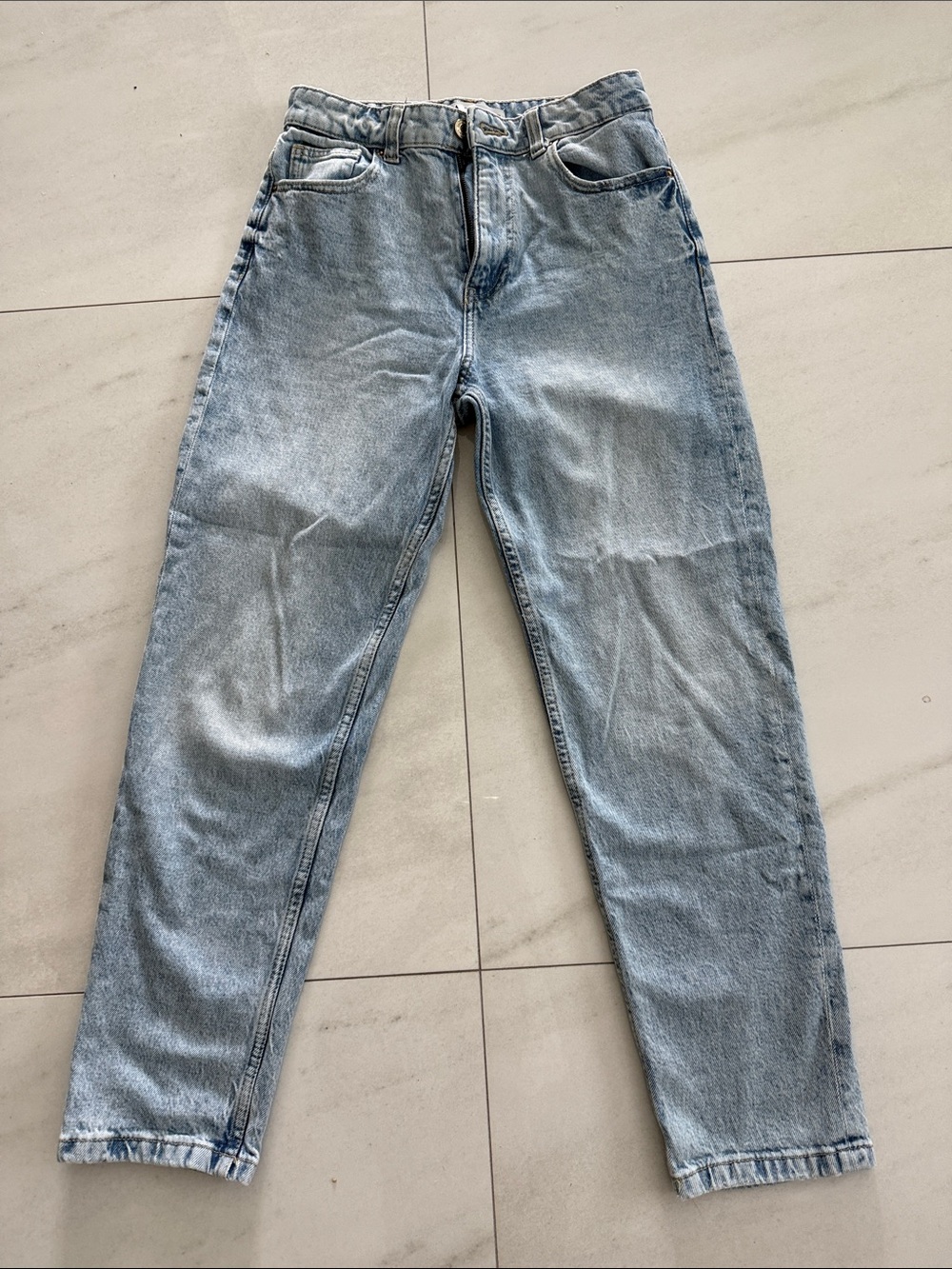 Zara Light Blue High-Waist Straight Jeans